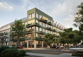 Vinzent München Visualisierung des großen Wohnkomplexes Vinzent in München.